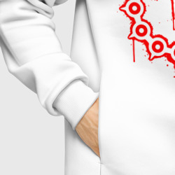 Худи с принтом Мелиодас символ красный для мужчины, вид на модели спереди №6. Цвет основы: белый
