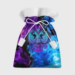 Подарочный 3D мешок Неоновый герб России огонь neon fire