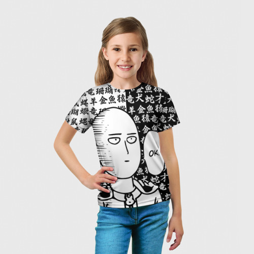 Детская футболка 3D Ванпанчмен чёрно белый, цвет 3D печать - фото 5