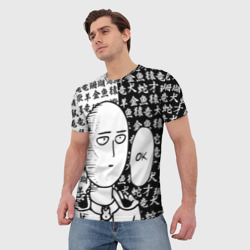 Мужская футболка 3D Ванпанчмен чёрно белый - фото 2