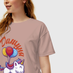 Женская футболка хлопок Oversize Дашунин единорожка - фото 2