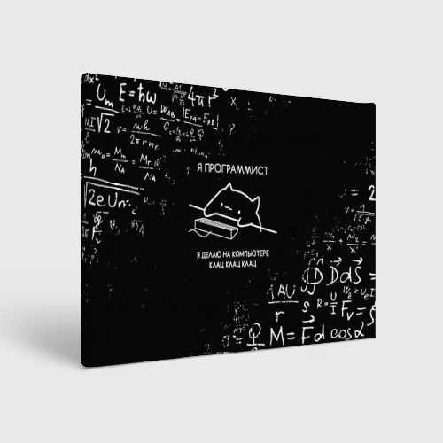 Холст прямоугольный Кот программист формулы