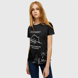 Женская футболка 3D Кот программист формулы - фото 2