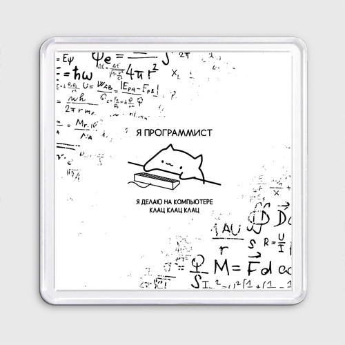 Магнит 55*55 Кот программист формулы