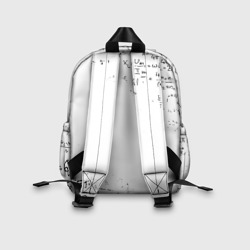 Рюкзак с принтом КОТ ПРОГРАММИСТ / ФОРМУЛЫ для ребенка, вид на модели сзади №2. Цвет основы: белый