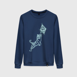 Женский свитшот хлопок Этереум с тигром в неоновом свечении