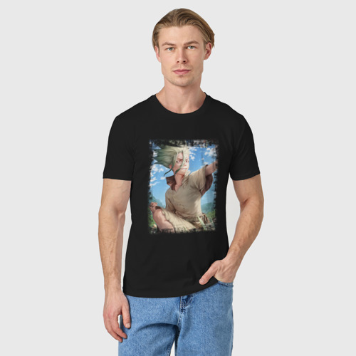 Мужская футболка хлопок Радостный Сэнку, цвет черный - фото 3