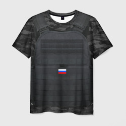 Мужская футболка 3D БРОНЕЖИЛЕТ | РОССИЯ | ЧЕРНЫЙ