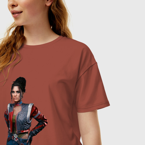 Женская футболка хлопок Oversize с принтом Panam cyberpunk      2077, фото на моделе #1