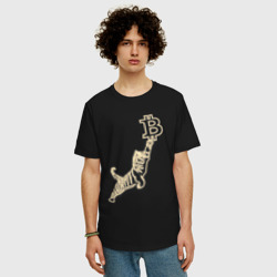 Мужская футболка хлопок Oversize Биткоин с тигром в неоновом свечении - фото 2