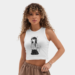 Женская укороченная майка-топ хлопок Коми неко - фото 2