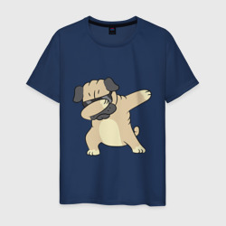 Мужская футболка хлопок Дэббинг мопс в чёрных очках - Dabbing dog
