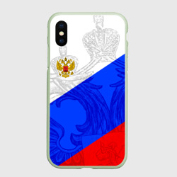Чехол для iPhone XS Max матовый Российский герб триколор