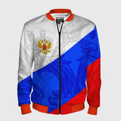Мужской бомбер 3D Российский герб триколор
