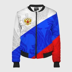 Женский бомбер 3D Российский герб триколор