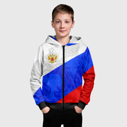 Детская толстовка 3D на молнии Российский герб триколор - фото 2