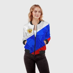 Женский бомбер 3D Российский герб триколор - фото 2