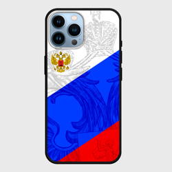 Чехол для iPhone 14 Pro Max Российский герб триколор