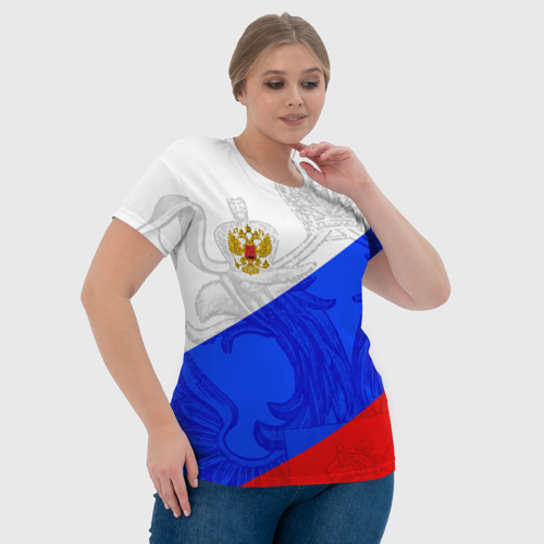 Женская футболка 3D Российский герб триколор, цвет 3D печать - фото 6