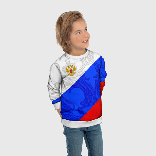 Детский свитшот 3D Российский герб триколор, цвет 3D печать - фото 5