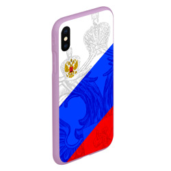 Чехол для iPhone XS Max матовый Российский герб триколор - фото 2