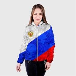 Женская куртка 3D Российский герб триколор - фото 2