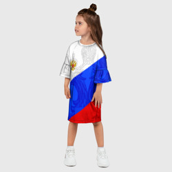 Платье с принтом Российский герб триколор для ребенка, вид на модели спереди №2. Цвет основы: белый
