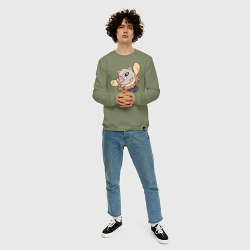 Мужской свитшот хлопок с принтом Иноске и креветки, фото #4