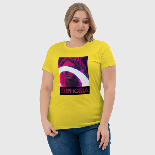 Женская футболка хлопок Эйфория Скульптура, цвет желтый - фото 6