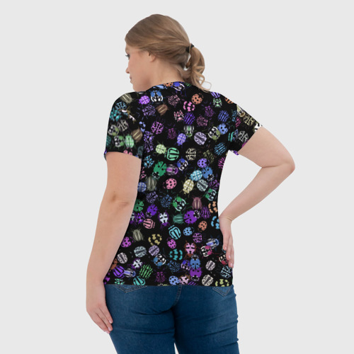 Женская футболка 3D Неоновые жуки, цвет 3D печать - фото 7