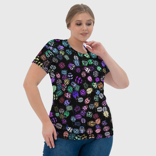 Женская футболка 3D Неоновые жуки, цвет 3D печать - фото 6