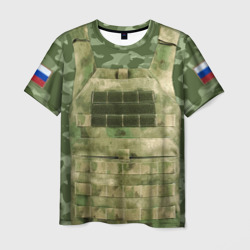 Мужская футболка 3D+ Бронежилет, флаг России и автомат