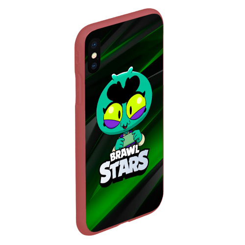 Чехол для iPhone XS Max матовый с принтом Brawl Stars green Eve, вид сбоку #3