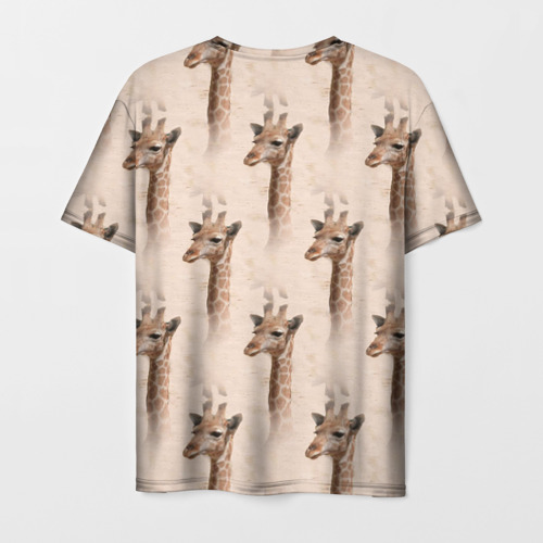 Мужская футболка 3D с принтом Голова жирафа     паттерн, вид сзади #1