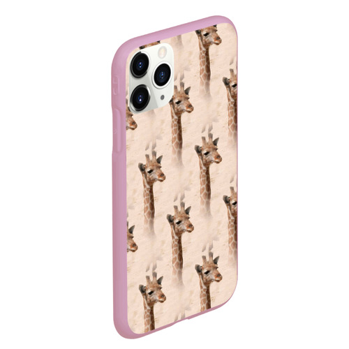 Чехол для iPhone 11 Pro Max матовый Голова жирафа     паттерн, цвет розовый - фото 3