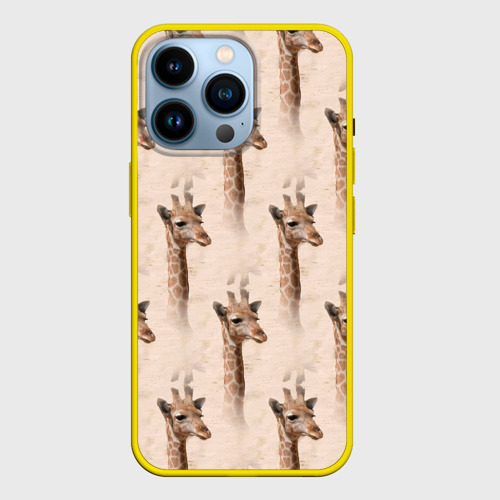 Чехол для iPhone 14 Pro с принтом Голова жирафа     паттерн, вид спереди #2