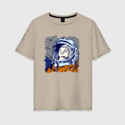 Женская футболка хлопок Oversize Gagarin Never forget