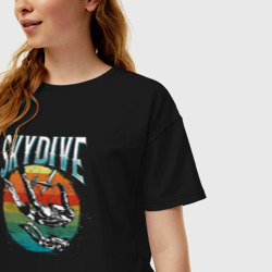 Женская футболка хлопок Oversize Парашютный спорт skydive - фото 2