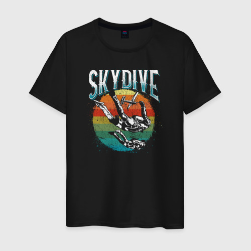 Мужская футболка хлопок Парашютный спорт skydive, цвет черный