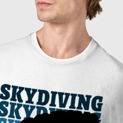 Футболка с принтом Skydiving парашютист для мужчины, вид на модели спереди №4. Цвет основы: белый