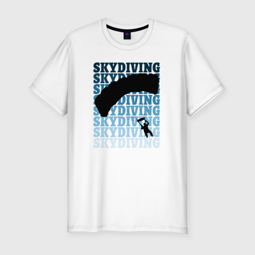 Мужская футболка хлопок Slim с принтом SKYDIVING парашютист, вид спереди #2