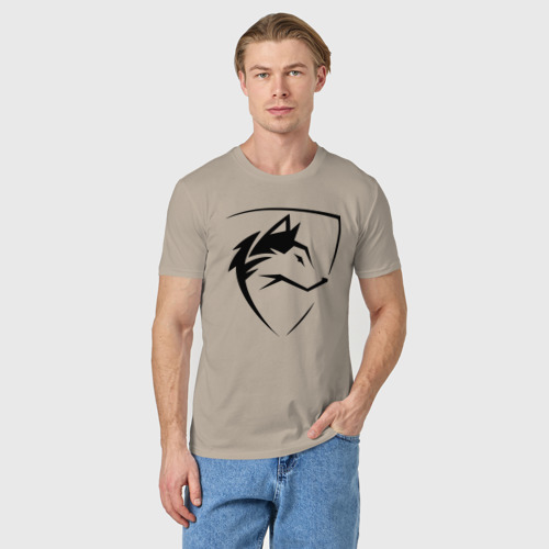 Мужская футболка хлопок Wolf Emblem Jaw, цвет миндальный - фото 3