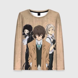 Женский лонгслив 3D Великий из бродячих псов, Дазай Осаму, Ацуши Накаджима, Рюноске Акутагава,