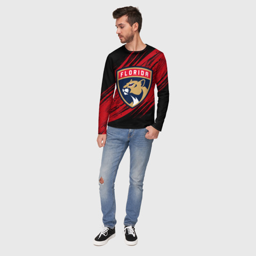 Мужской лонгслив 3D Florida Panthers, Флорида Пантерз, NHL, цвет 3D печать - фото 5