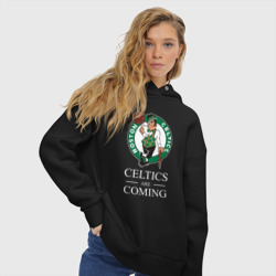 Женское худи Oversize хлопок Boston Celtics are coming Бостон Селтикс - фото 2