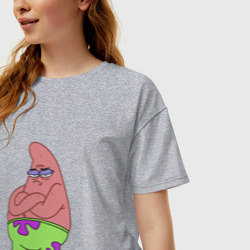 Женская футболка хлопок Oversize Патрик Patrick star недовольный - фото 2