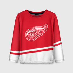 Детский лонгслив 3D Detroit Red Wings, Детройт Ред Уингз Диагональные полосы