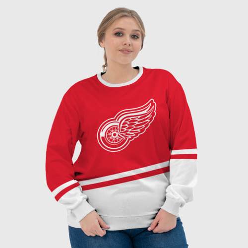 Женский свитшот 3D Detroit Red Wings, Детройт Ред Уингз Диагональные полосы, цвет 3D печать - фото 6