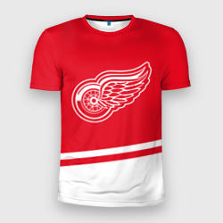 Мужская футболка 3D Slim Detroit Red Wings, Детройт Ред Уингз Диагональные полосы