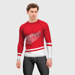 Мужской рашгард 3D Detroit Red Wings, Детройт Ред Уингз Диагональные полосы - фото 2